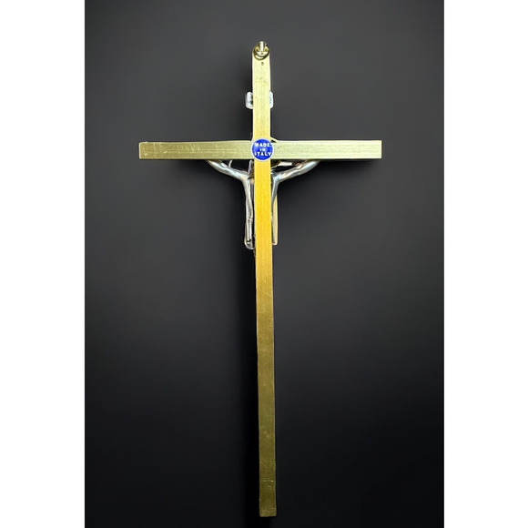 Rare Made In Italy Gold Color INRI Catholic Religion Jesus Crucifix Cross 11" - Picture 2 of 4